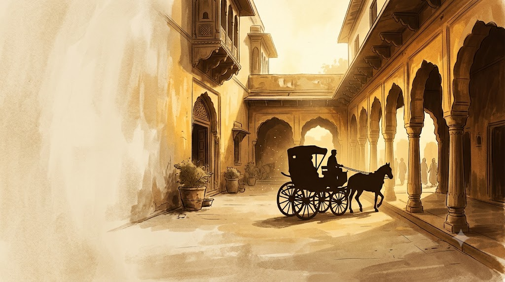 A historical fiction-themed illustration for Anandamath